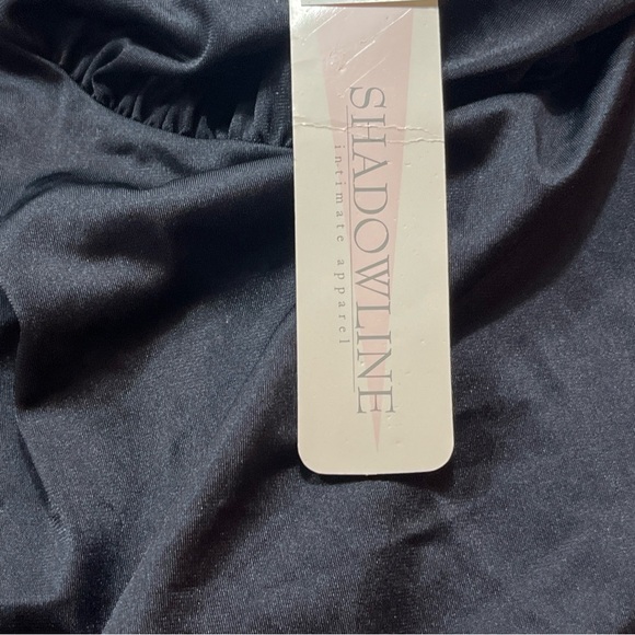 NEW BLACK Nylon Full Slip DRESS, SHADOWLINE 36/30" adjustable Straps Lace 1990s - Picture 12 of 12